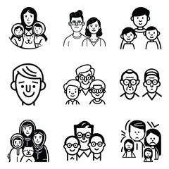 Peoples Flat Icon Set Isolated On White Background