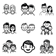 Peoples Flat Icon Set Isolated On White Background