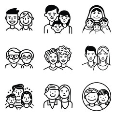 Peoples Flat Icon Set Isolated On White Background