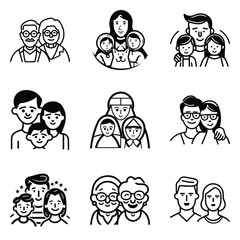 Peoples Flat Icon Set Isolated On White Background