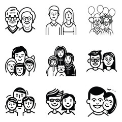 Peoples Flat Icon Set Isolated On White Background