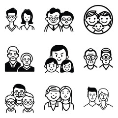 Peoples Flat Icon Set Isolated On White Background