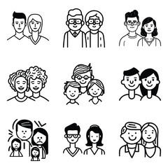 Peoples Flat Icon Set Isolated On White Background