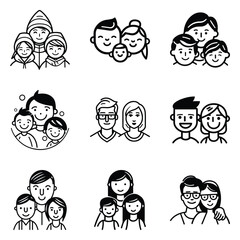 Peoples Flat Icon Set Isolated On White Background