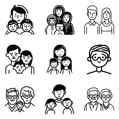 Peoples Flat Icon Set Isolated On White Background