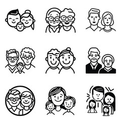 Peoples Flat Icon Set Isolated On White Background
