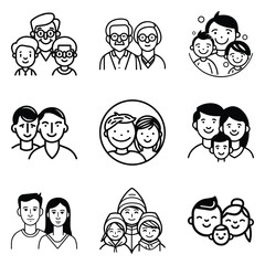 Peoples Flat Icon Set Isolated On White Background