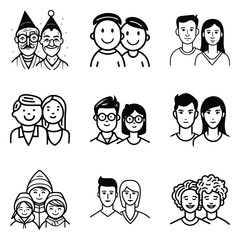 Peoples Flat Icon Set Isolated On White Background