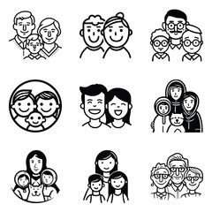 Peoples Flat Icon Set Isolated On White Background