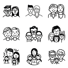 Peoples Flat Icon Set Isolated On White Background
