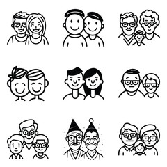 Peoples Flat Icon Set Isolated On White Background