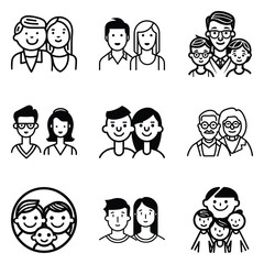 Peoples Flat Icon Set Isolated On White Background