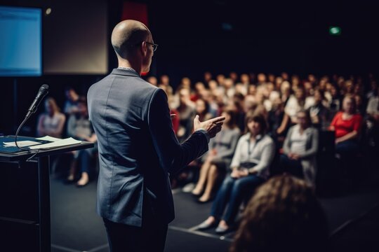 Speaker Giving a Talk at Business Meeting. Audience at the conference hall. Business and Entrepreneurship.

 Generative AI