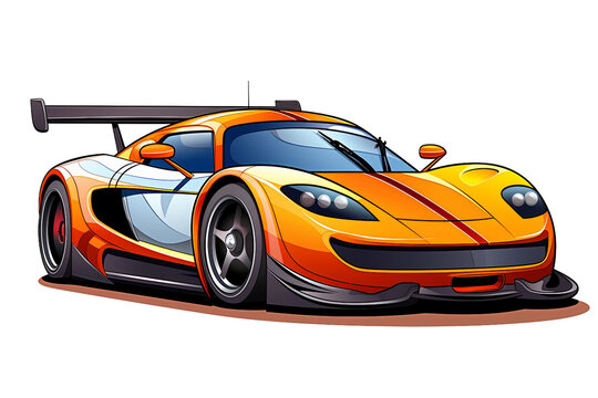 Cartoonish Race Car -on transparent background