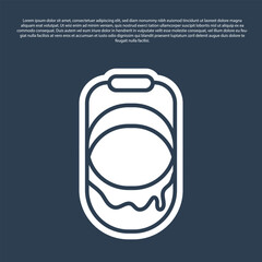 Blue line Paint bucket icon isolated on blue background. Vector