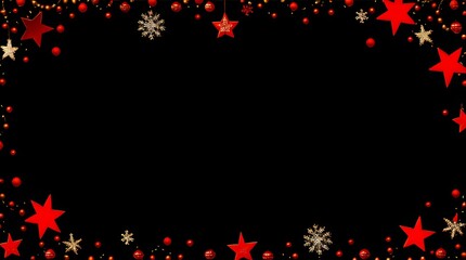 Red and black background with stars, Generative AI