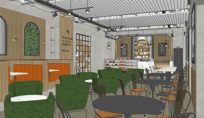 Concept design of modern Restaurant lounge bar 