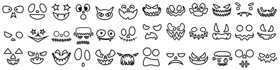 Halloween Face icon vector set. Scary face illustration sign collection. Pumpkin face symbol or logo.