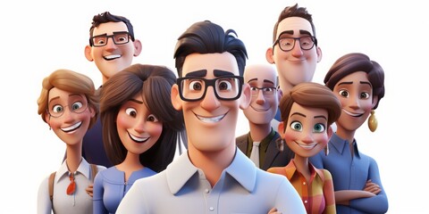 3D Avatars Converge in a Zoom Meeting on a White Background, Exemplifying Teamwork and Professionalism in the Digital Office Space