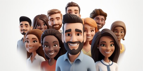 3D Avatars Converge in a Zoom Meeting on a White Background, Exemplifying Teamwork and Professionalism in the Digital Office Space