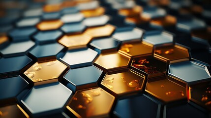 Fototapeta premium Abstract metallic background with hexagons