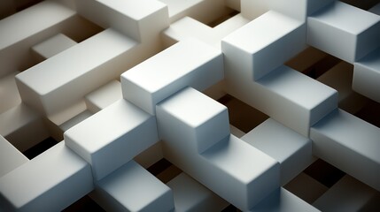 Abstract of chaotic white cubes. Futuristic background.