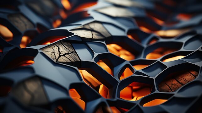 Abstract geometric shapes in virtual space. Futuristic background