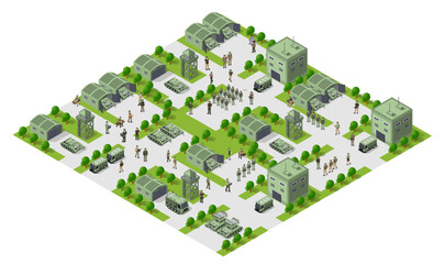Module object element for building design army armed troop isometric