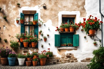 old house with flowers