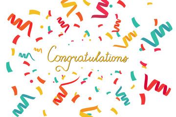 Confetti flies in different directions explosion festive vector banner. Happy day celebration background vector illustration.