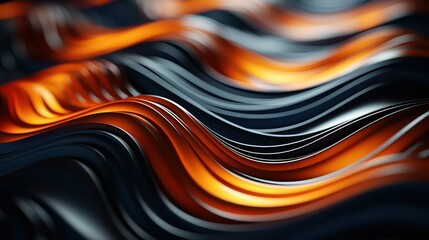 Abstract wavy lines in black and orange colors