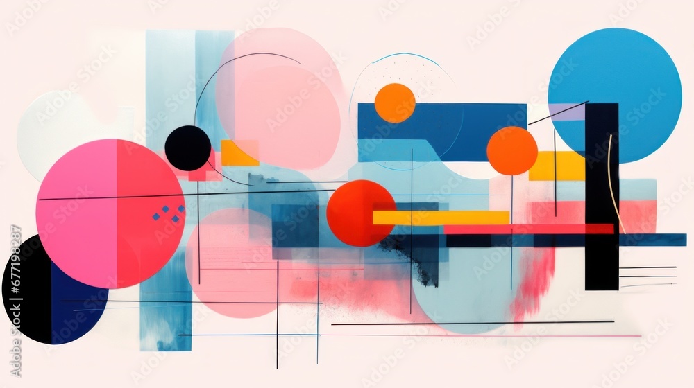 Sticker A painting with abstract shapes and colors, AI