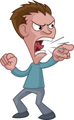 Angry Stressed Man or Bully Cartoon Shouting