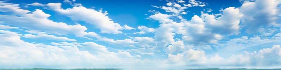 Naklejka premium Panaroma blue sky with clouds made with Ai generative technology