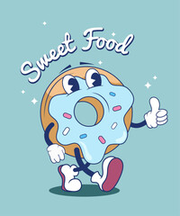 sweet tasty groovy donut cartoon illustration graphic design