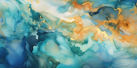 Duotone azure and fawn watercolor texture similar sea, sky or marple or agate stone texture.