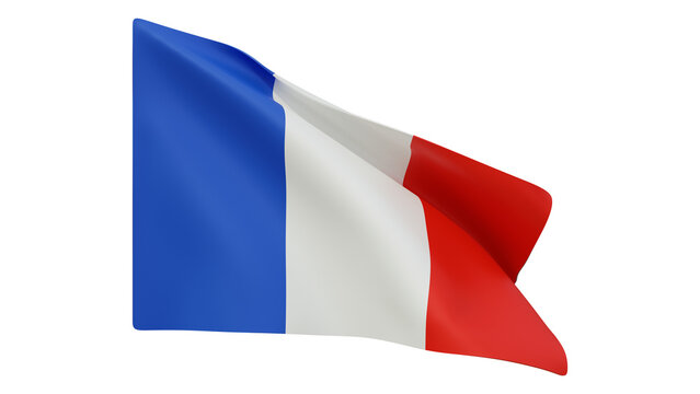 France flag realistic 3d render isolated, french flag isolated, french flag background