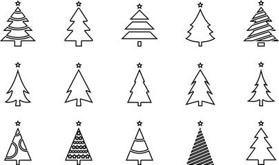 Christmas tree, spruce, pine line icon vector image.
