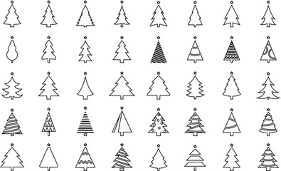 Christmas tree, spruce, pine line icon vector image.