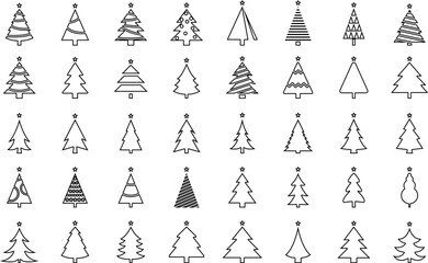 Fototapeta na wymiar Christmas tree, spruce, pine line icon vector image.