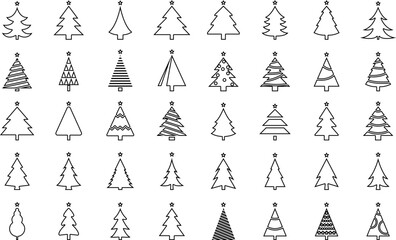 Christmas tree, spruce, pine line icon vector image.