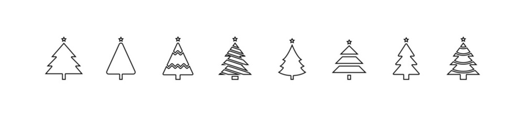 Christmas tree, spruce, pine line icon vector image.