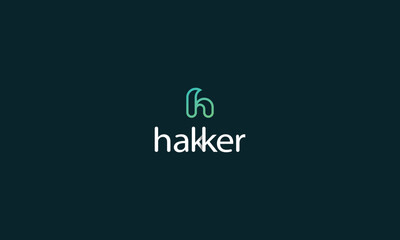Letter h line art green colour modern minimal logo