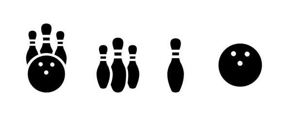 Bowling icon vector for web bowling ball and pin sign and symbol. - obrazy, fototapety, plakaty