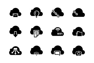 Simple Set of Computer Cloud Related Vector Line Icons. Contains such Icons as Data Transfer, Cloud Settings and more.