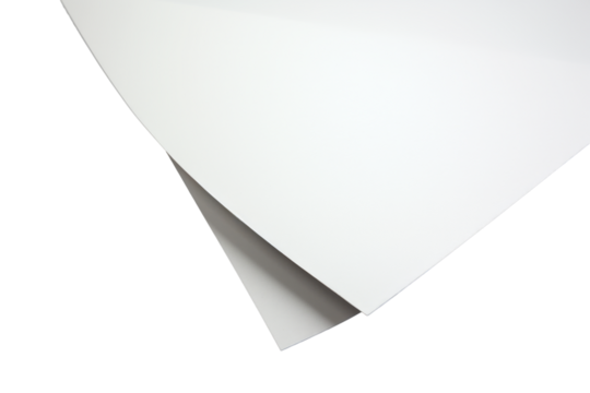 Esquina de hojas de papel en fondo transparente.