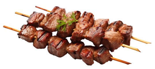 Delicious grilled kebab on skewers, cut out