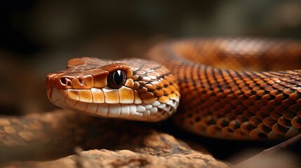 Obraz premium Close up head of Jamaican boa or yellow snake or Chilabothrus subflavus.