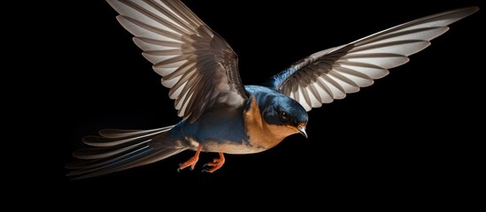 Obraz premium The barn swallow scientifically known as Hirundo rustica is a beautiful bird that thrives in the wild and is a true emblem of nature