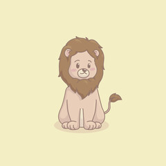 A Vector illustration of a Sitting Lion. Suitable for product with zoo concept, jungle concept, cute concept, kids product, sticker, greeting card, baby shower concept, birth card, etc